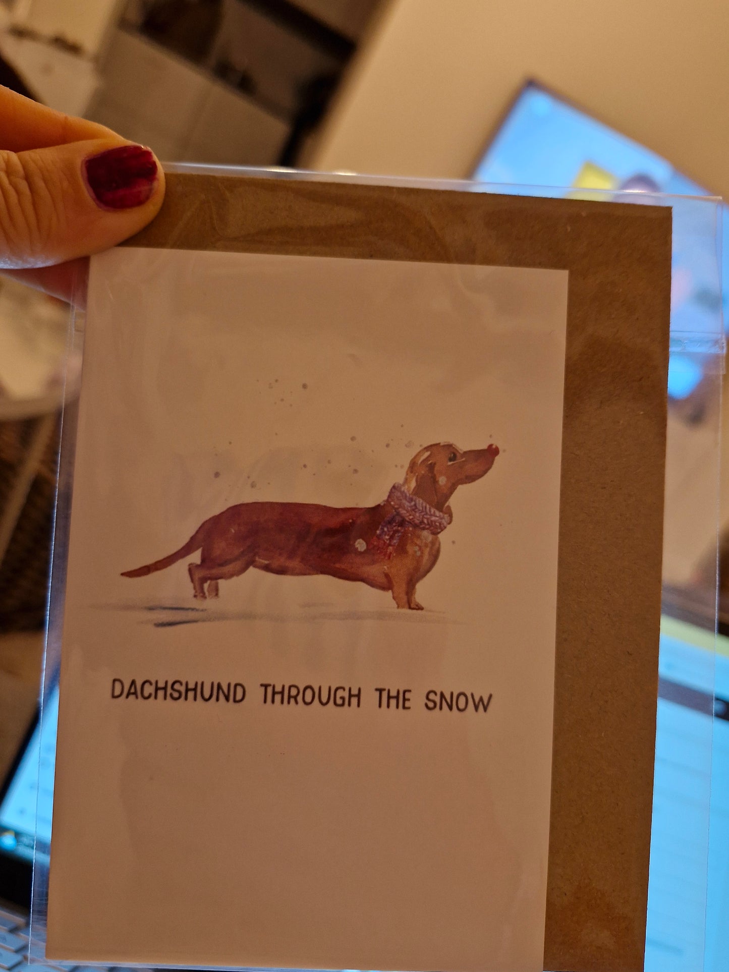 Wenskaart Dubbel Gevouwen - Dachshund through the snow