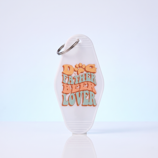 Dog Father Beer Lover pastel kleur Sleutelhanger - Cadeau voor Hondenliefhebbers