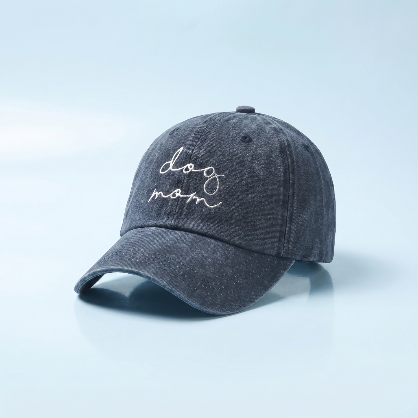 dog mom pet geborduurde tekst donkerblauw