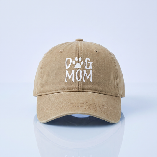Dog Mom Pet – Geprinte Tekst  Dog Mom - Chino Dad Cap - Teckels Tales Travels