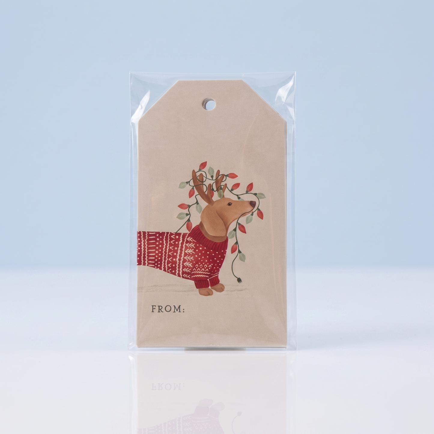 Gift Tags Teckel Kerst - 10 Stuks met Koordjes