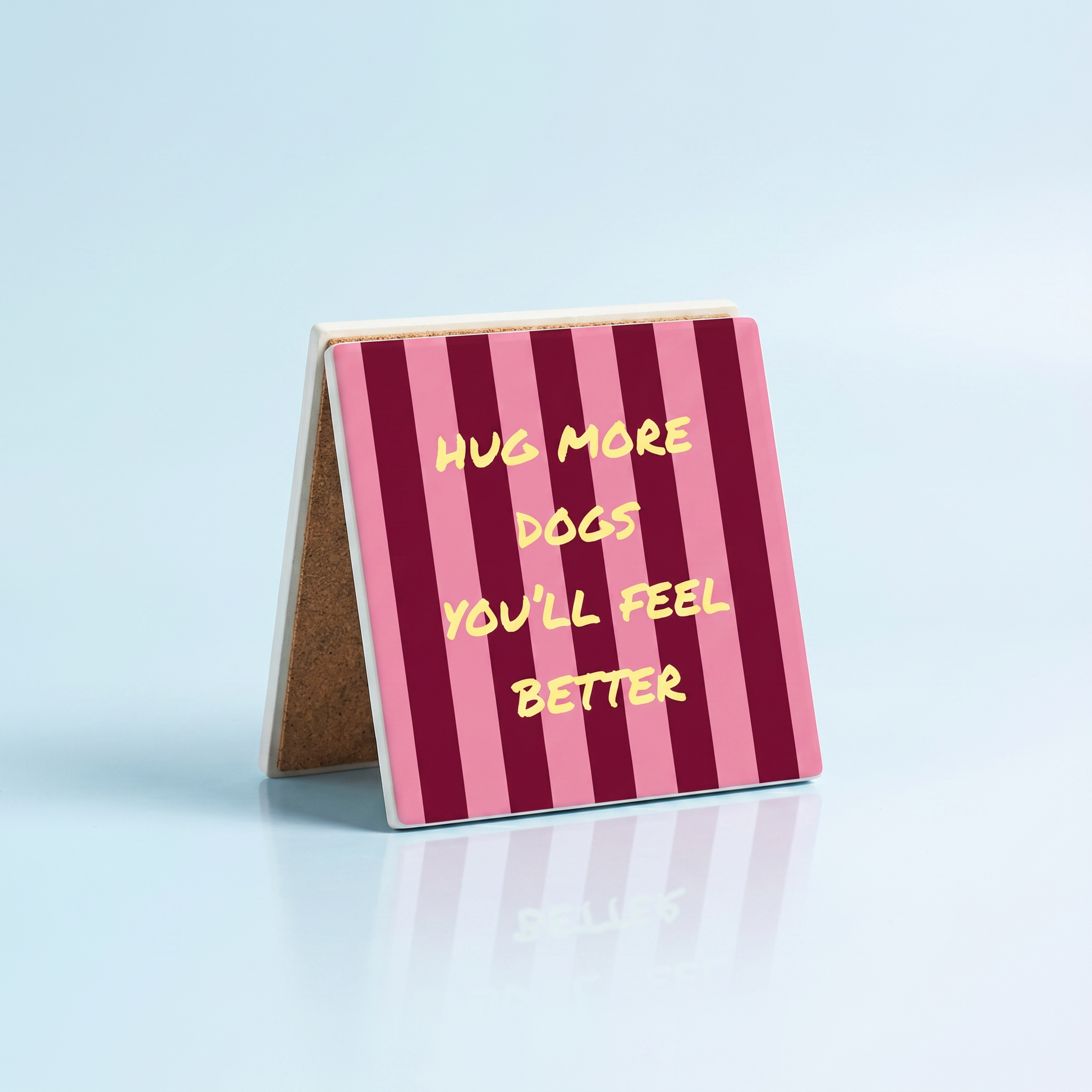 Keramisch Tegeltje 10x10 cm - Hug More Dogs, You'll Feel Better 