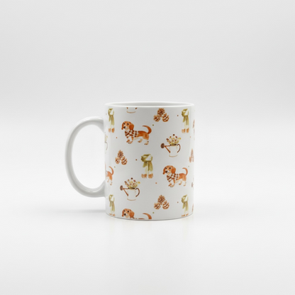 Mok bruine teckel herfst-winter thema