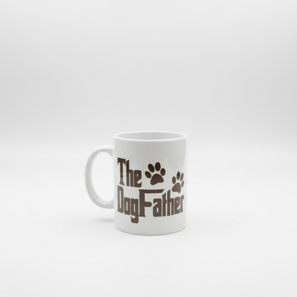 mok met tekst the dogfather in bruine kleur en 2 hondenpoten