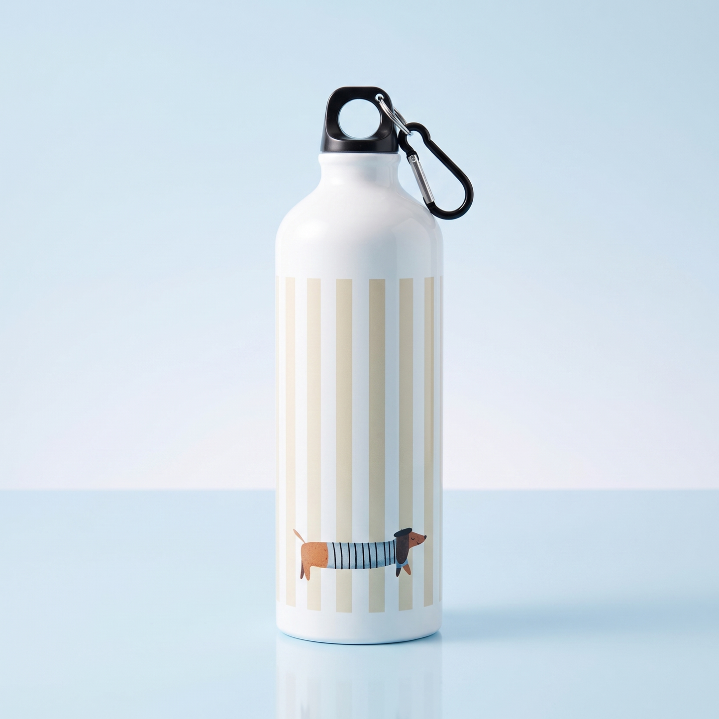 Parijse Teckel Beige Streep - Premium Drinkfles voor Teckelliefhebbers