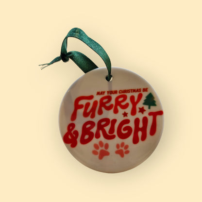 keramisch kerst ornament furry & bright