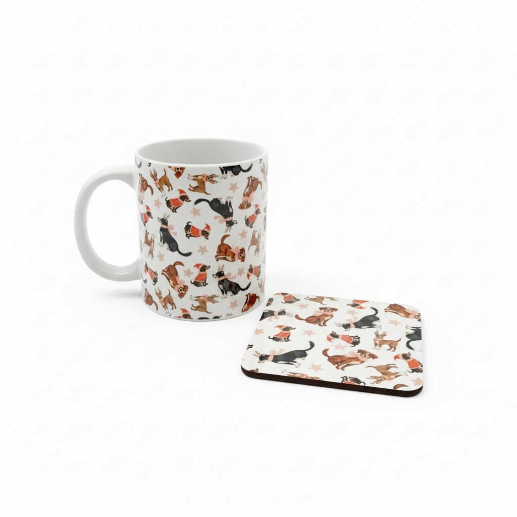 Honden Patroon Kerst Mok 11oz met coaster
