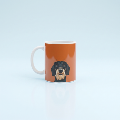 Ruwhaar Teckel Mok Oker -  Wire Haired Dachshund Keramische Mok 11oz