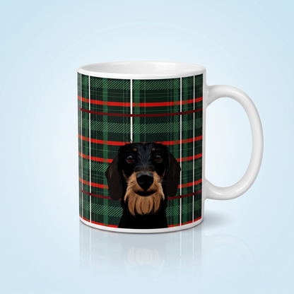 Ruwhaar Teckel Mok Tartan - Keramische Mok 11oz