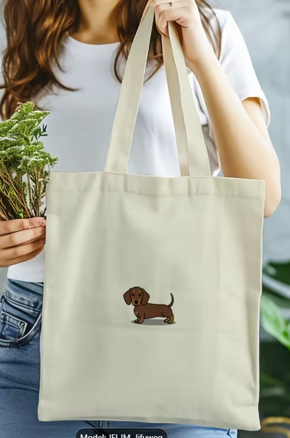 Totebag 1 teckel bruin
