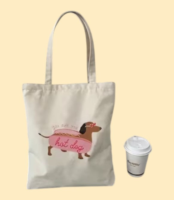 Totebag 'You Are One Hot Dog' - Draagtas Teckel