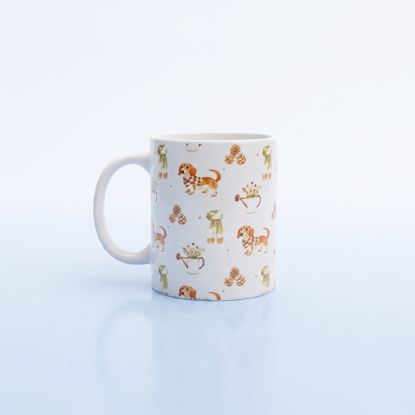 Teckel Mok Herfst Winter Thema - Keramische Mok 11oz met Koffie en Sjaals