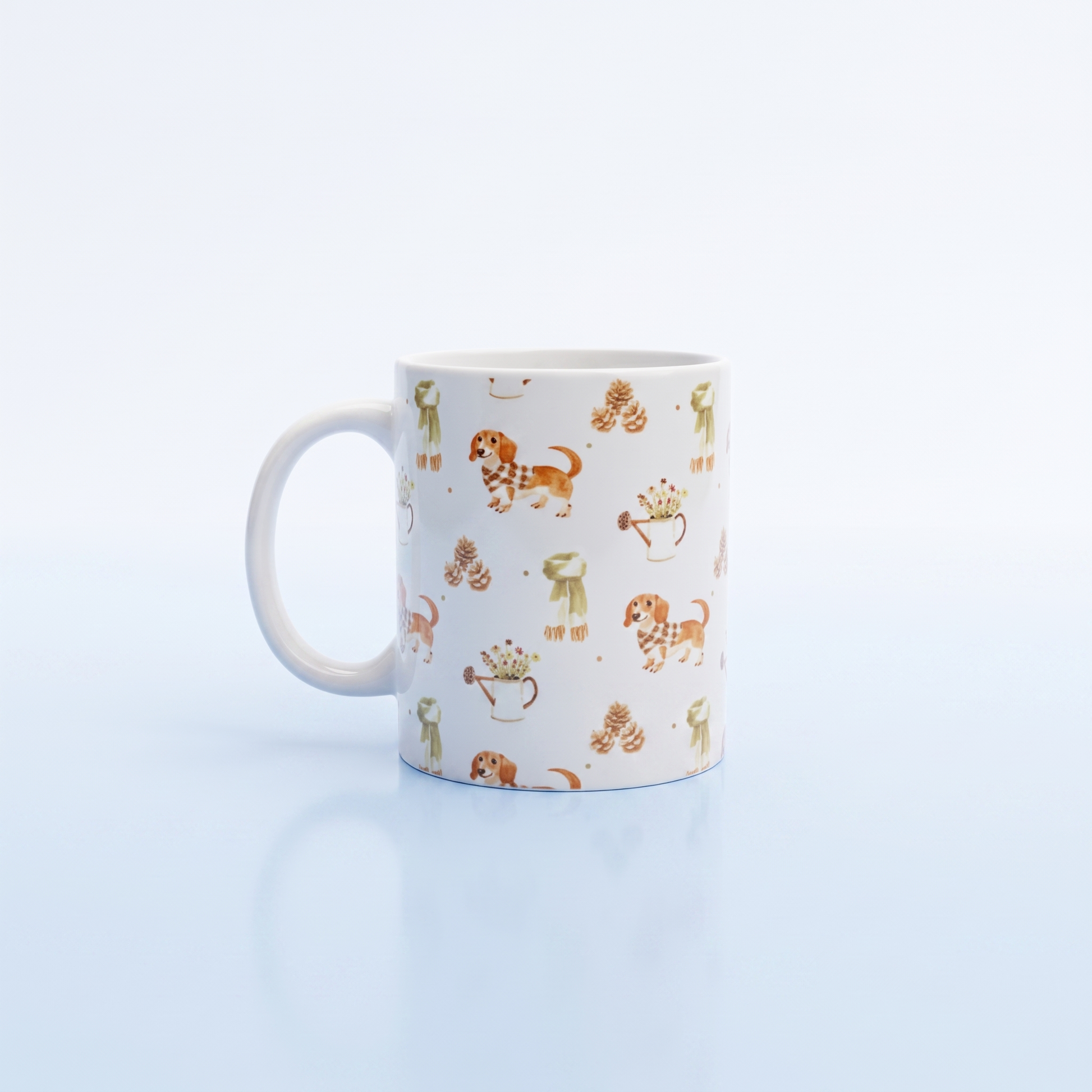 Teckel Mok Herfst Winter Thema - Keramische Mok 11oz met Koffie en Sjaals
