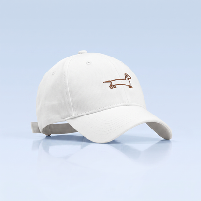 Teckel Pet Geborduurd - Baseball Cap met Dachshund wit