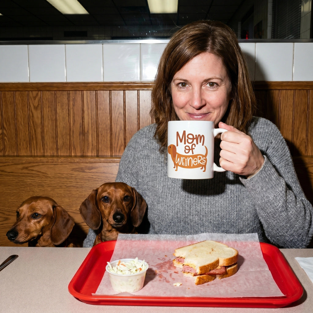 Teckels-Tales-Travels_Photoshoot_Mom-of-Weiners-Mok-11oz-Keramische-Teckel-Mok_Black-Tea-Booth-Sip