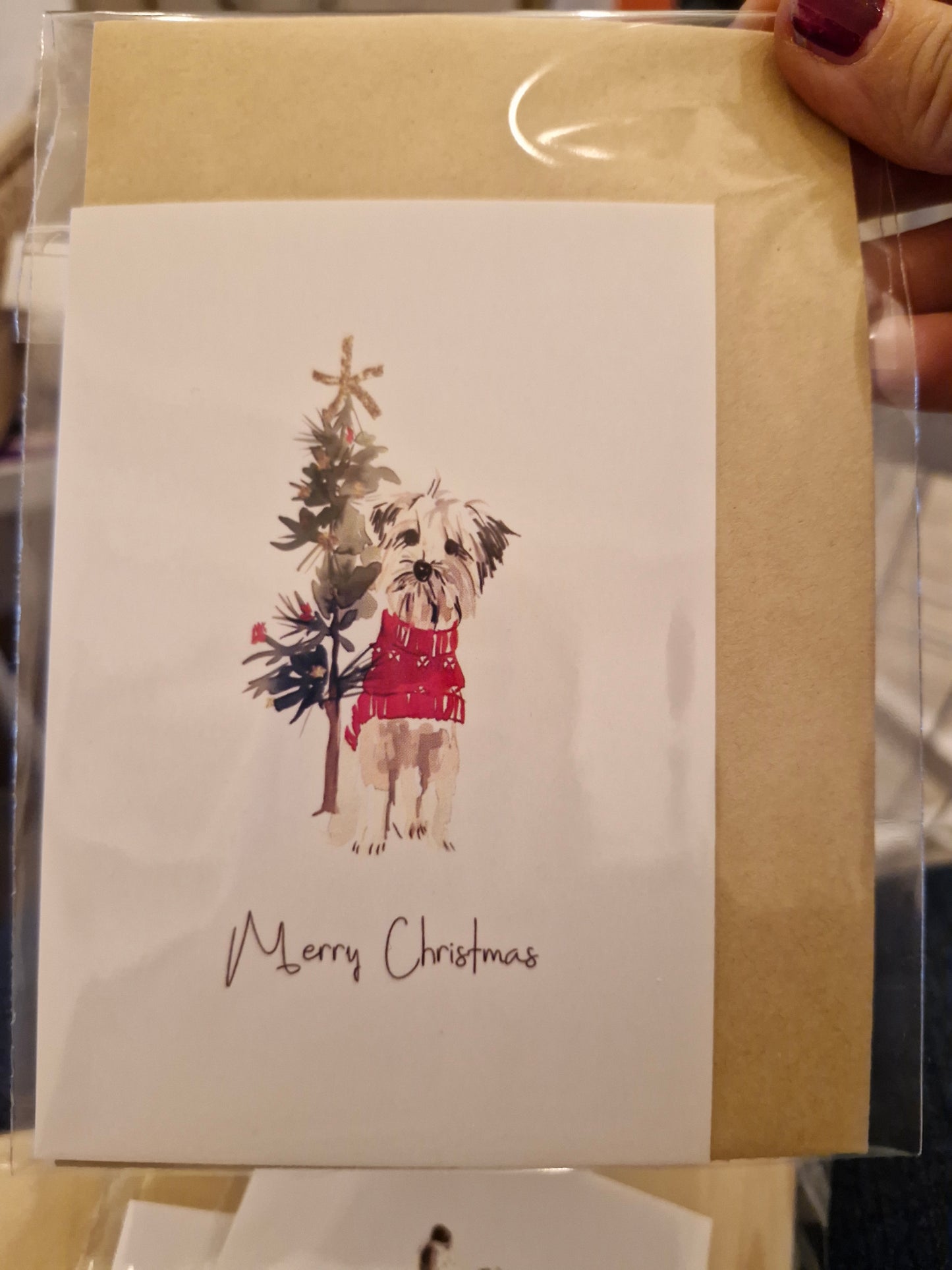 Wenskaart Dubbel Gevouwen - Merry Christmas Shih Tzu