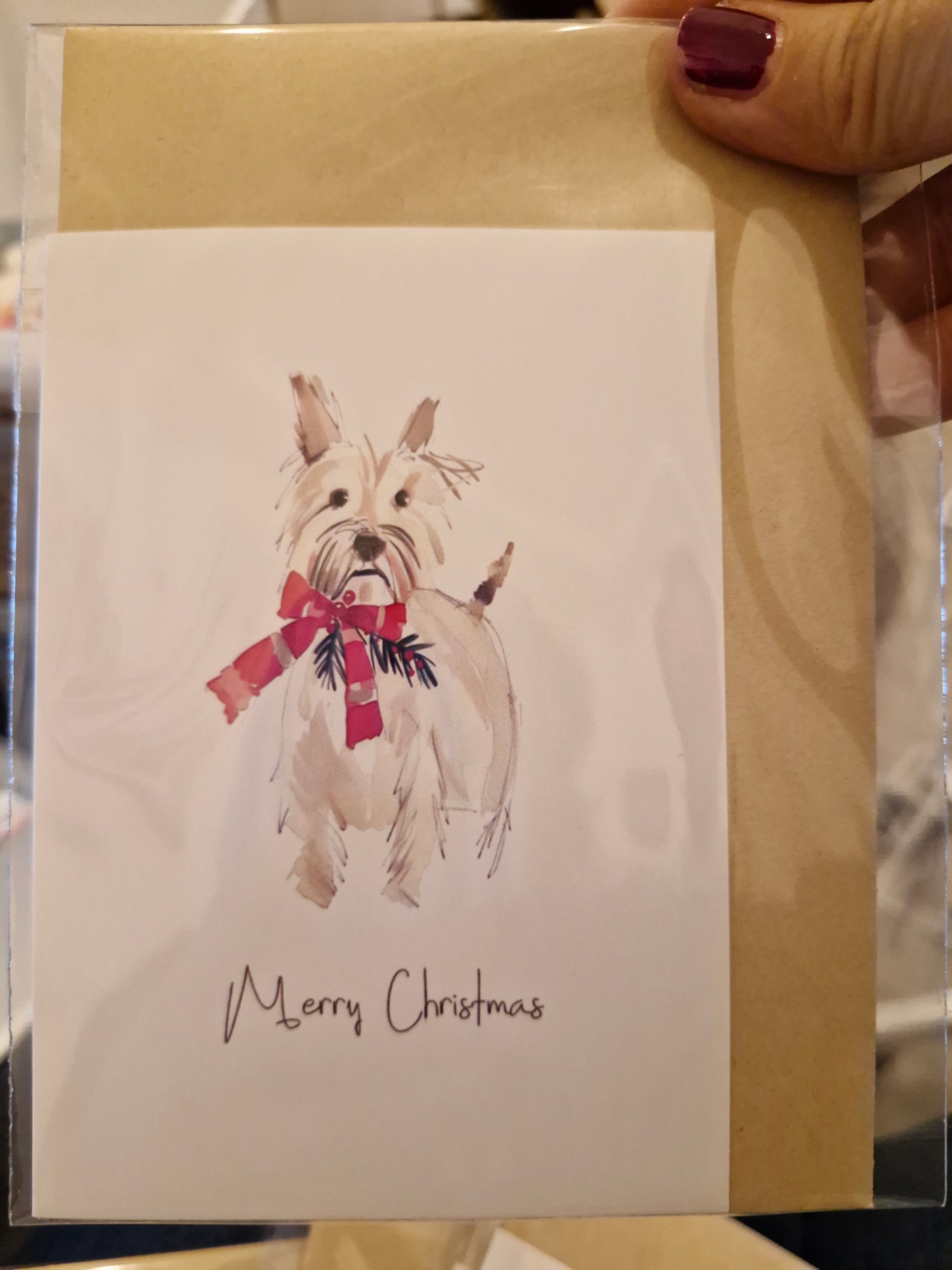 Wenskaart Dubbel Gevouwen - Merry Christmas Westie