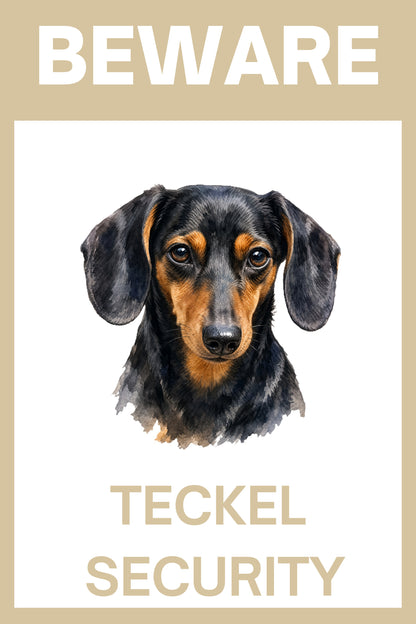 Waakbord teckel korthaar black en tan - bordkleur beige