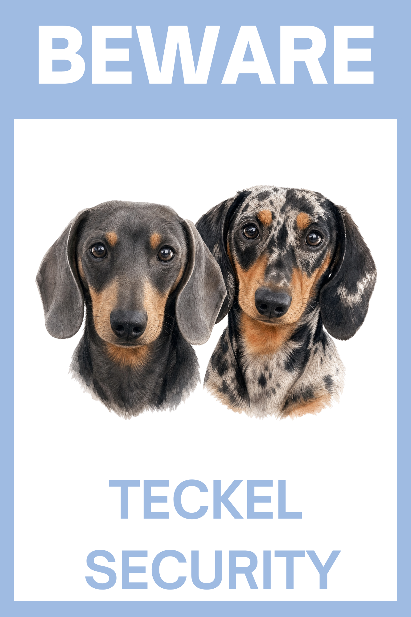 ontwerp beware teckel security 2 teckeltjes gepersonaliseerd - metalen bordje 20x30cm