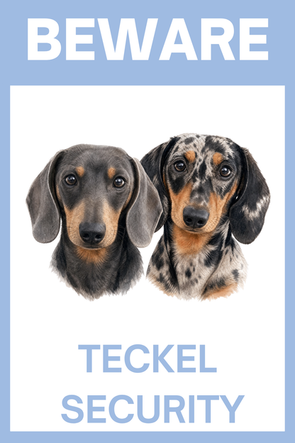ontwerp beware teckel security 2 teckeltjes gepersonaliseerd - metalen bordje 20x30cm