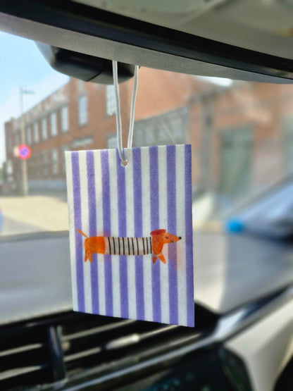 beeld vanuit de auto waar je car refresher kan zien hangen