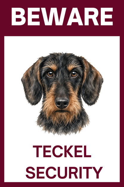 Waakbord teckel ruwhaar black en tan - bordkleur bordeaux