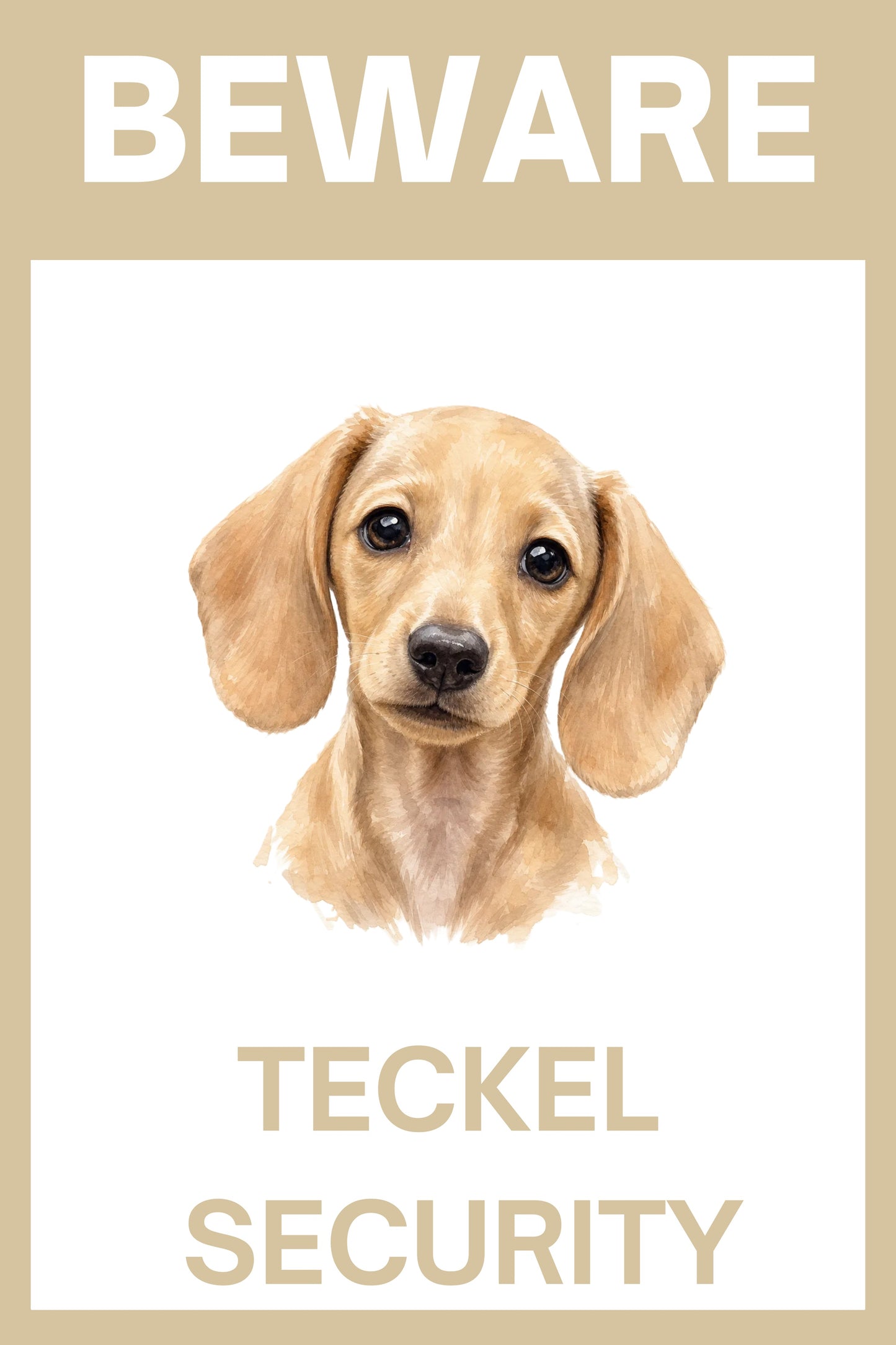 Waakbord teckel korthaar blonde puppy - bordkleur beige