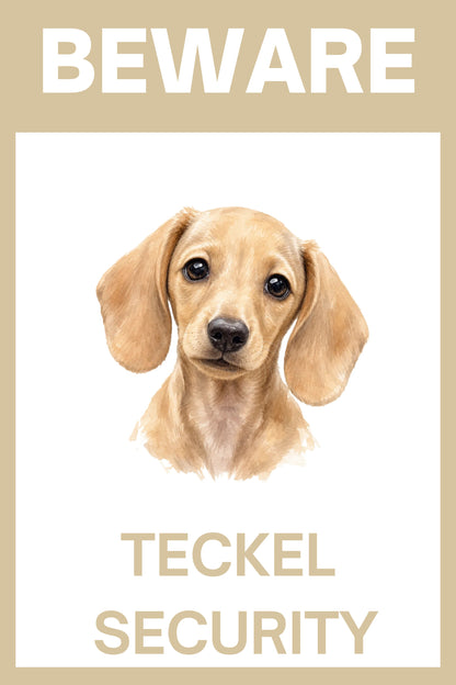 Waakbord teckel korthaar blonde puppy - bordkleur beige