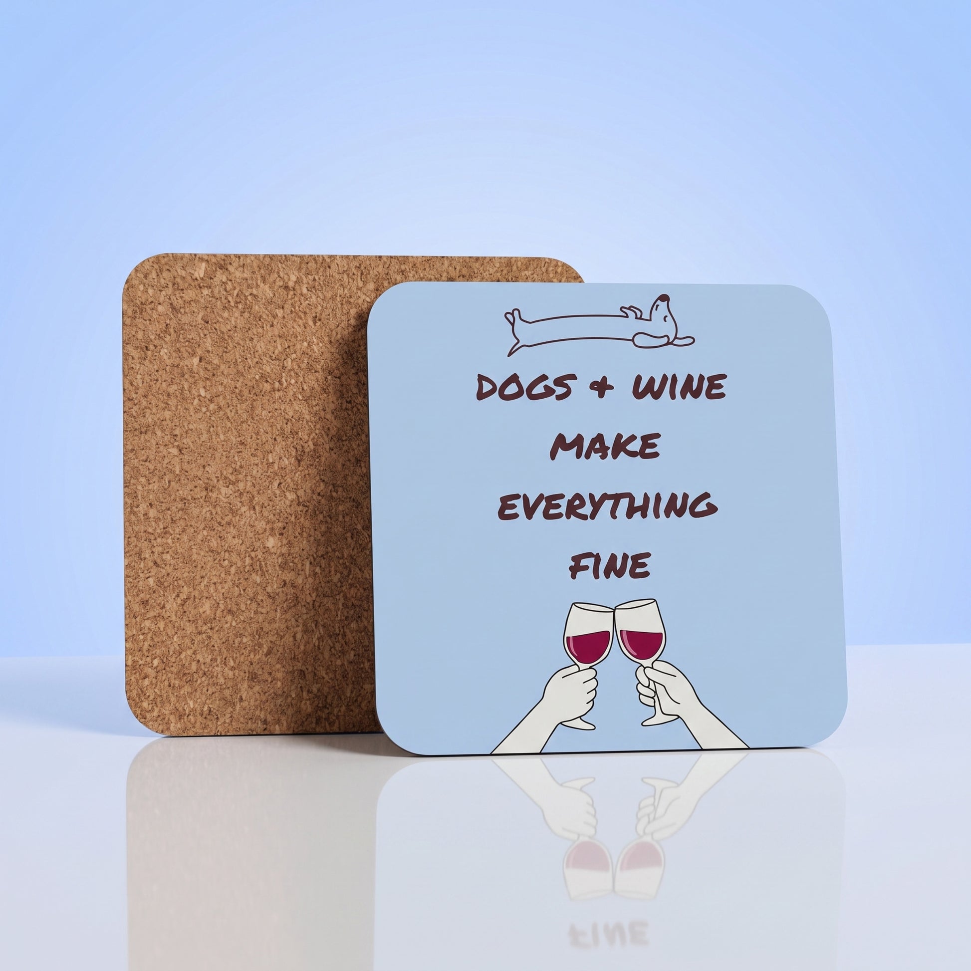 Dogs & Wine teckel onderzetter met kurk achterkant voor hondenliefhebbers