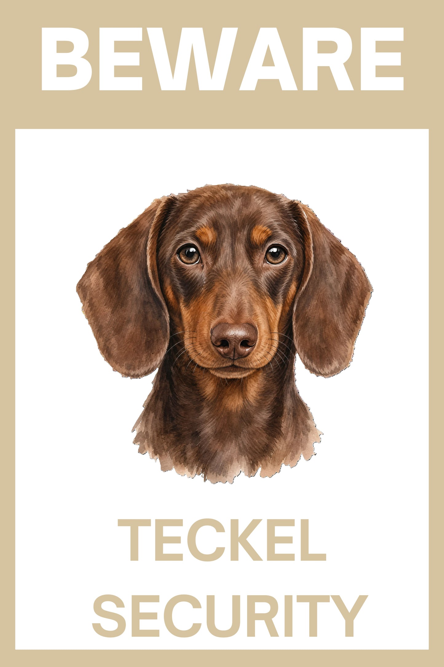 Waakbord teckel korthaar effen choco - bordkleur beige