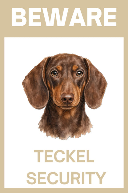 Waakbord teckel korthaar effen choco - bordkleur beige