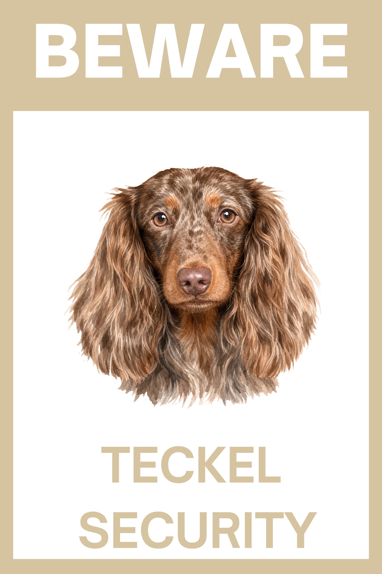 Waakbord choco dapple teckel langhaar - bordkleur beige