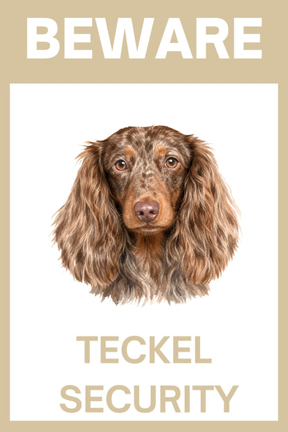 Waakbord choco dapple teckel langhaar - bordkleur beige