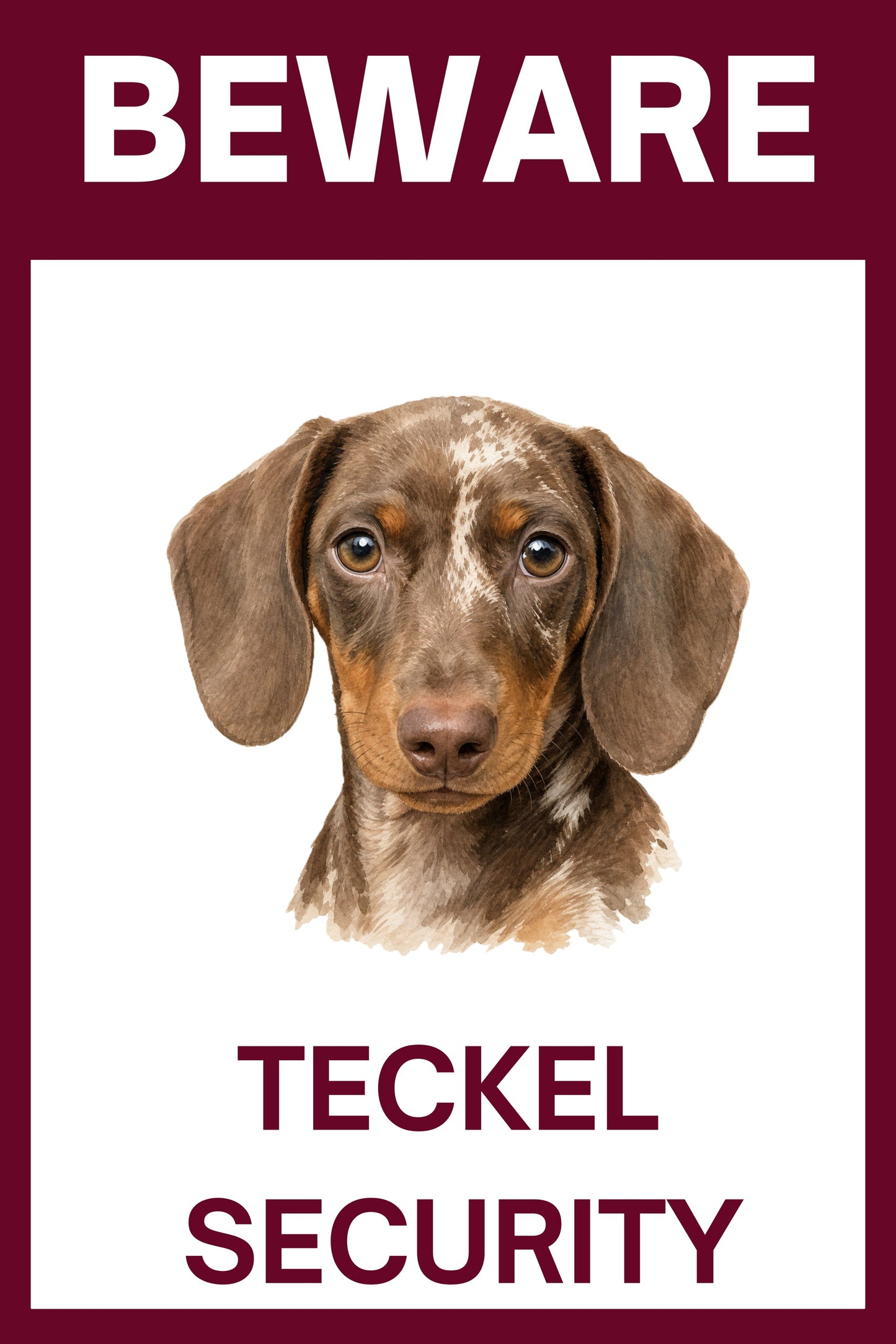 Waakbord choco dapple teckel puppy - bordkleur bordeaux