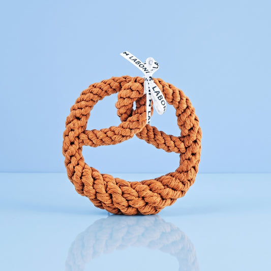 Brezel hondenspeeltje van katoenen touw met strik, kauwspeelgoed voor honden