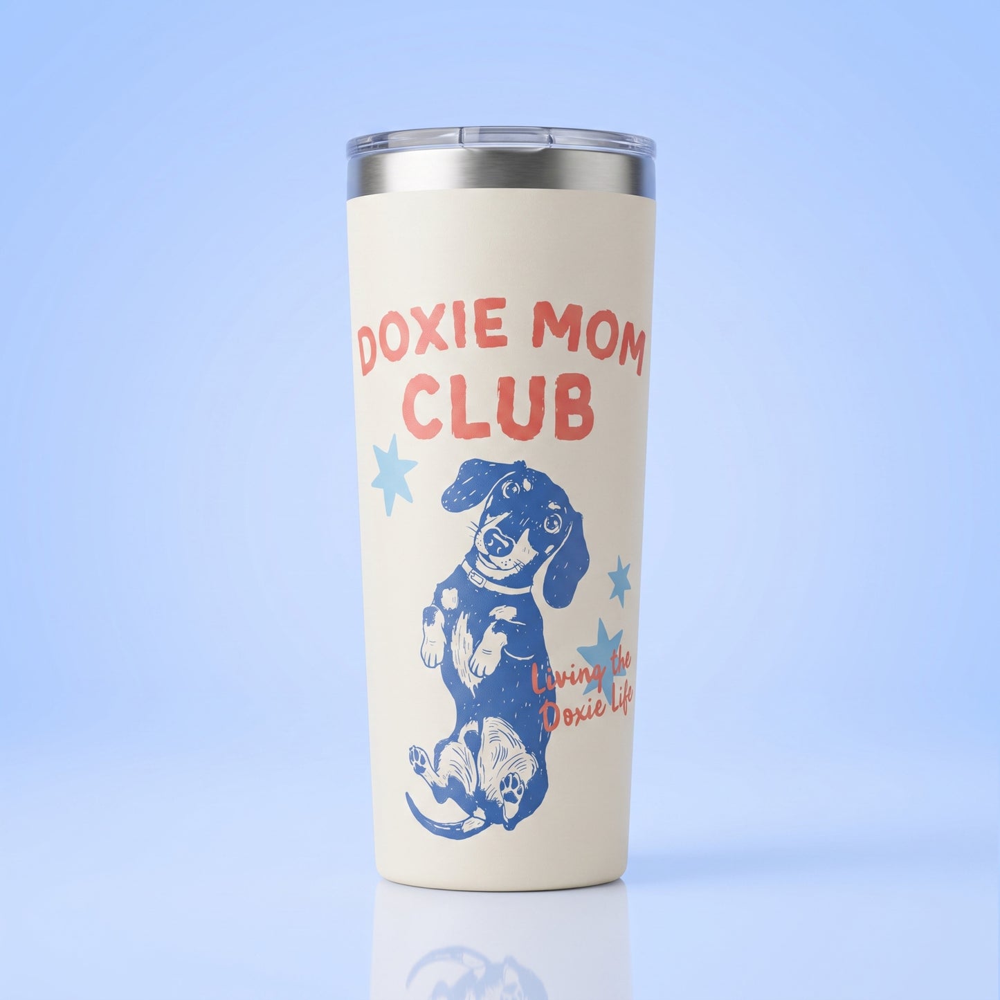 Doxie Mom Club teckel thermobeker 20oz creme cadeau voor teckelliefhebbers
