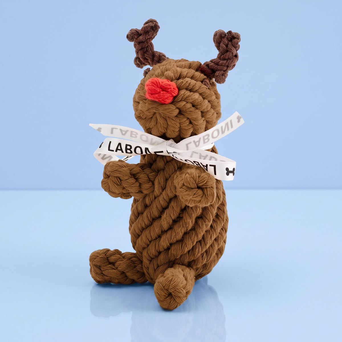 Rendier hondenspeeltje van katoenen touw met rode neus, kerstcadeau voor honden