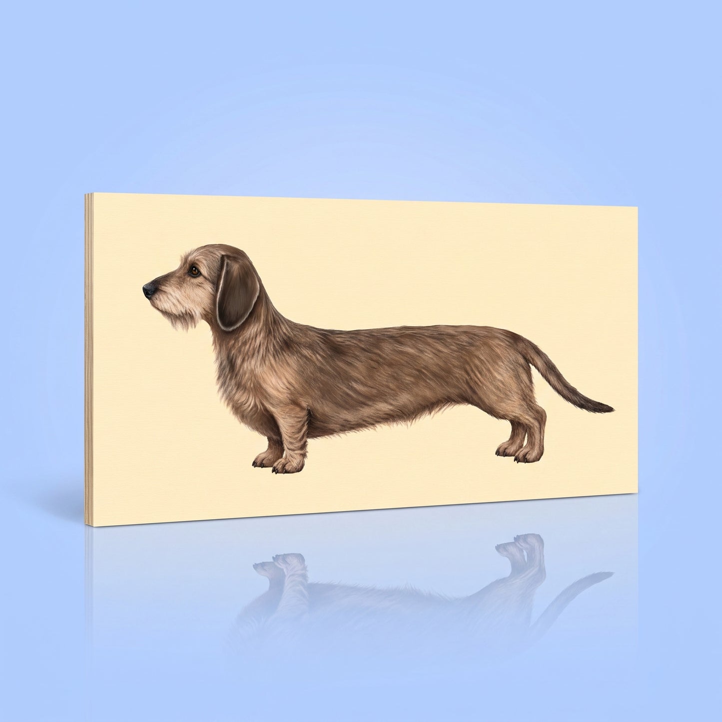 Ruwhaar teckel houtprint 15x30 cm wanddecoratie voor teckelliefhebbers
