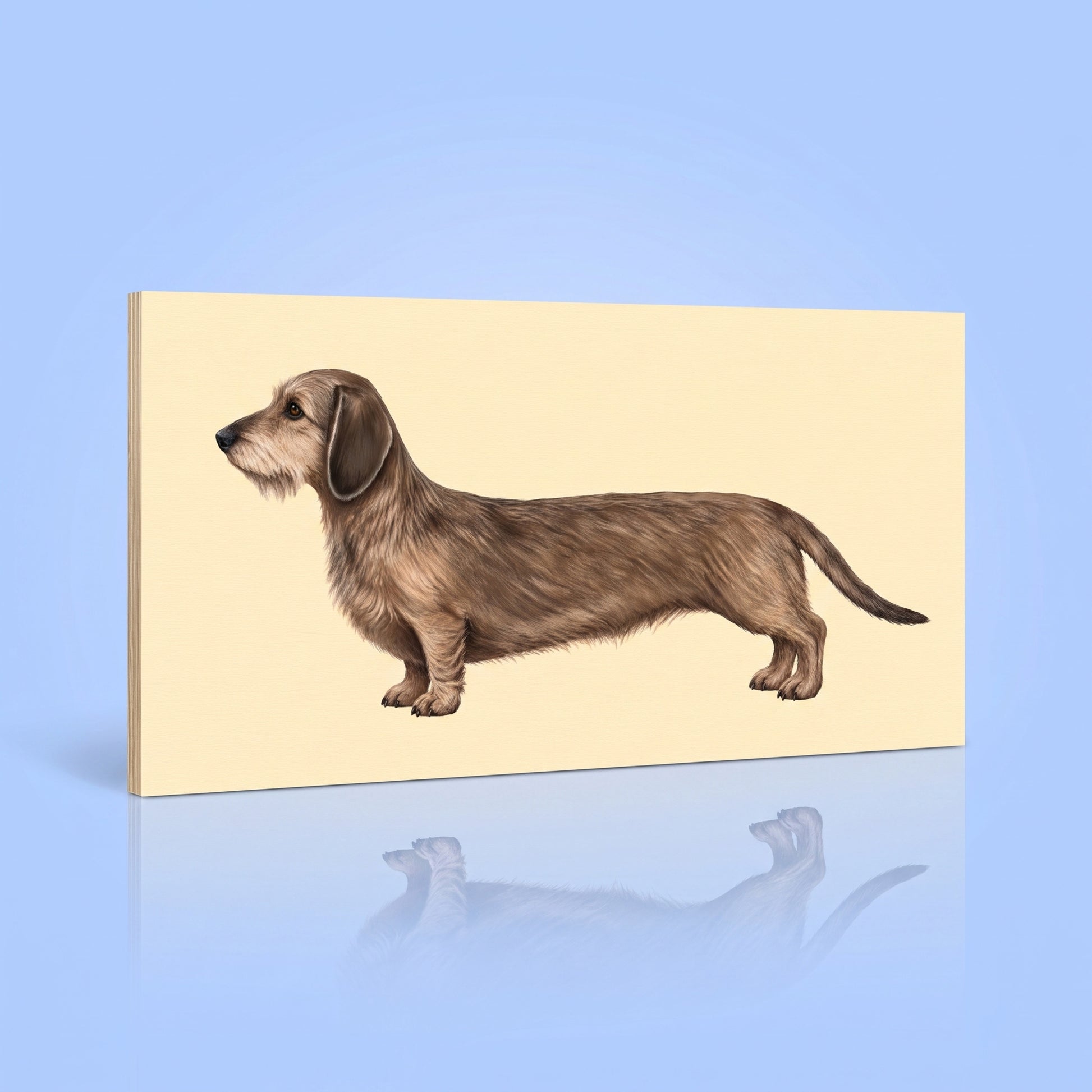 Ruwhaar teckel houtprint 15x30 cm wanddecoratie voor teckelliefhebbers