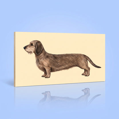 Ruwhaar teckel houtprint 15x30 cm wanddecoratie voor teckelliefhebbers