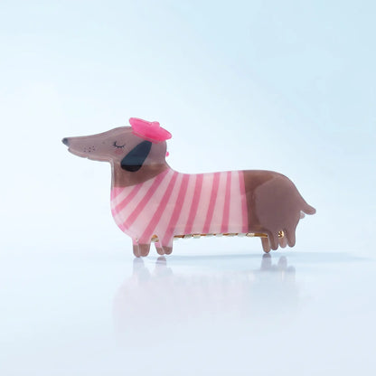 Haarclip Franse Teckel – La Saucisse Parisienne roze
