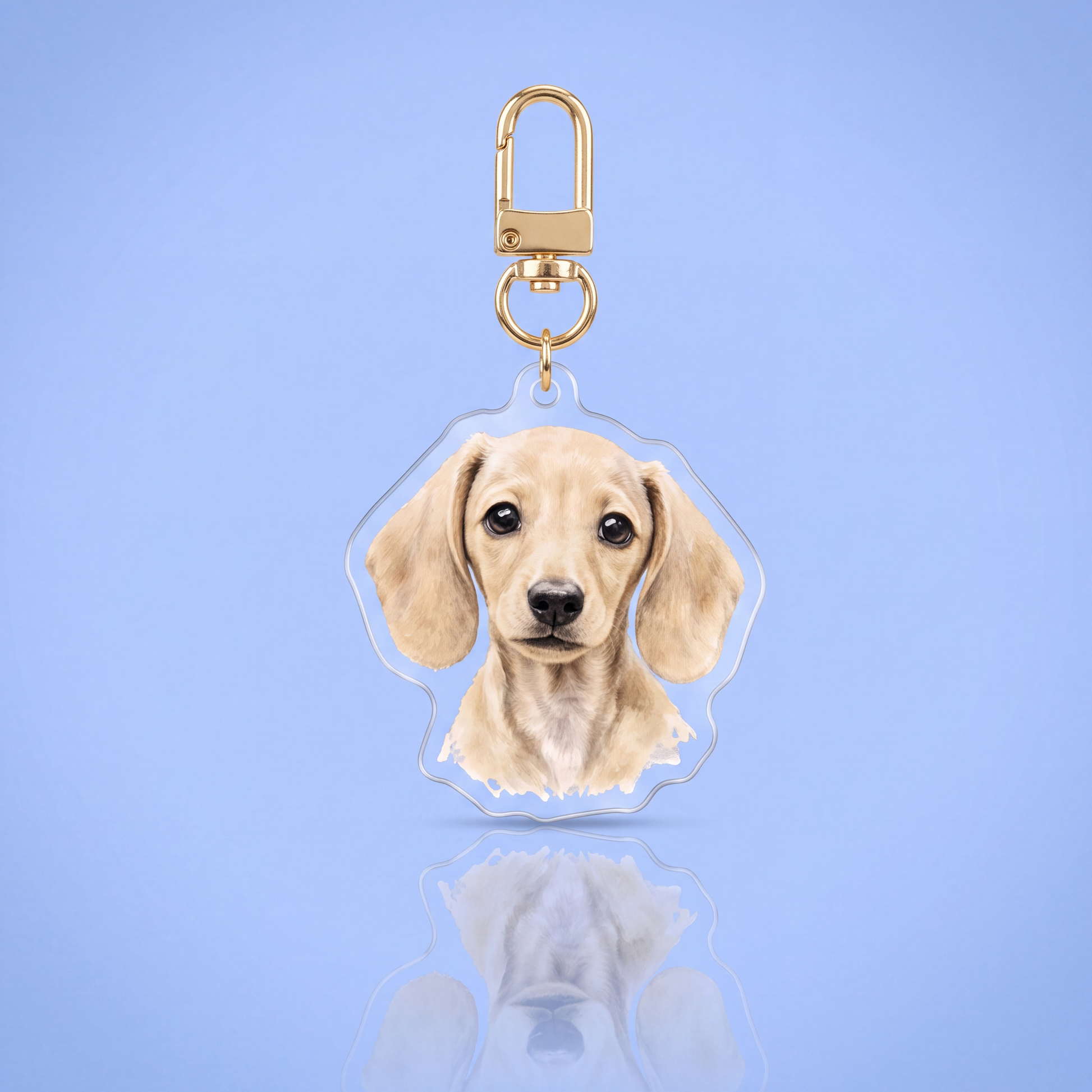 Acryl sleutelhanger met blonde kortharige teckel voor teckelbaasjes