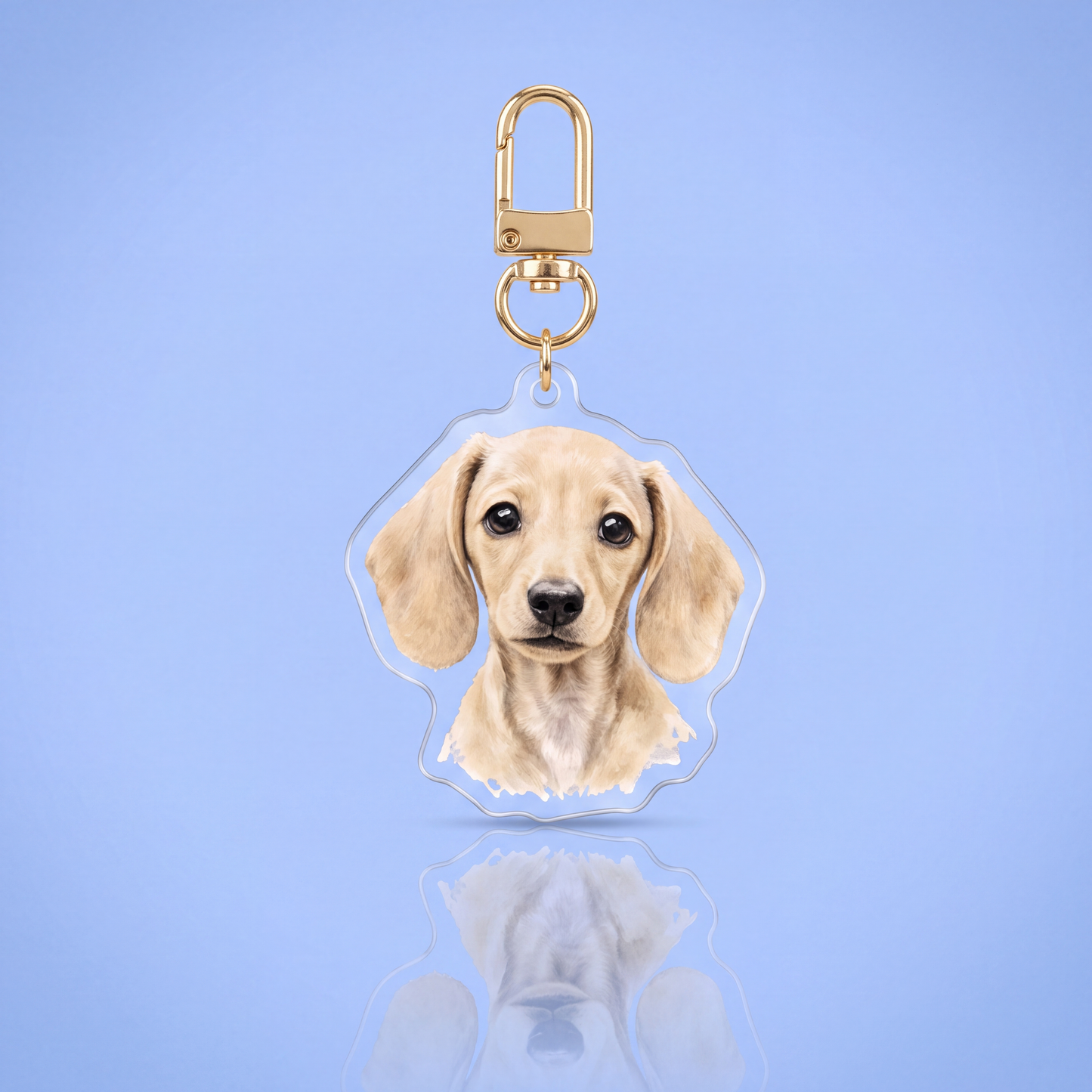 Gepersonaliseerde acryl sleutelhanger met eigen hond als illustratie