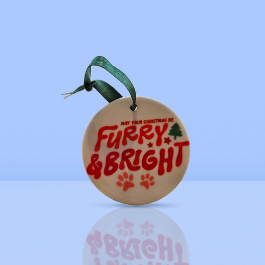 Keramisch kerstornament Furry & Bright met pootjes, cadeau voor hondenliefhebbers