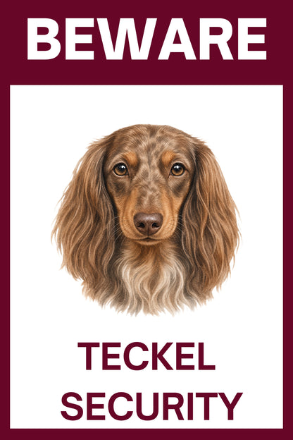 Waakbord teckel langhaar choco licht - bordkleur bordeaux