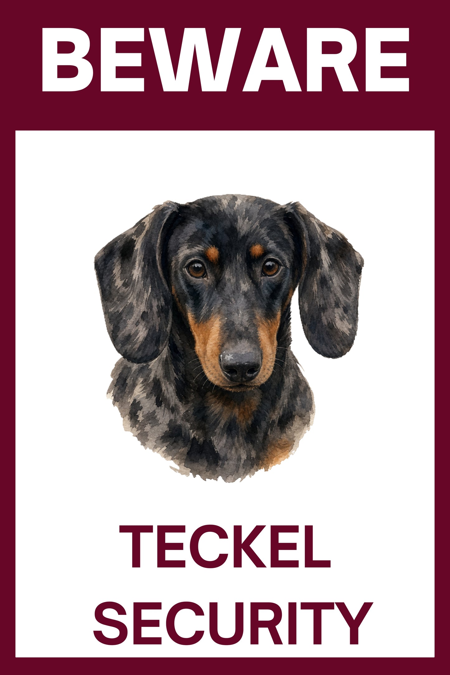 Waakbord merle teckel - bordkleur bordeaux