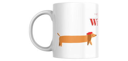 Mok met lange teckel met tekst “ I love a good wiener”