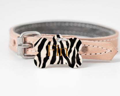 Personalized Dog Tag  Zebra Print  Custom Pet ID Tag  Stylish & Durable  Multiple Backgrounds Available