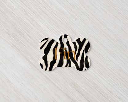 Personalized Dog Tag  Zebra Print  Custom Pet ID Tag  Stylish & Durable  Multiple Backgrounds Available