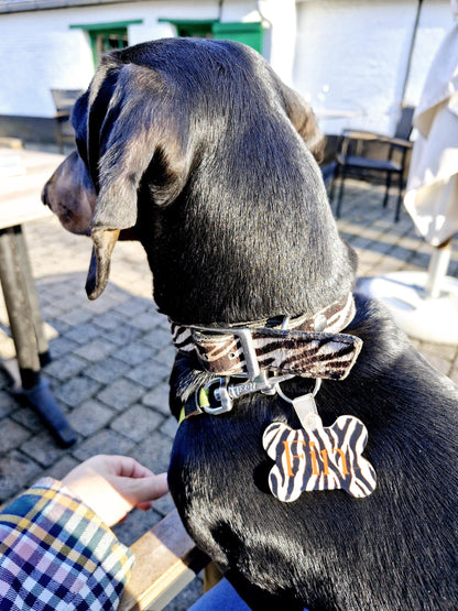 Personalized Dog Tag  Zebra Print  Custom Pet ID Tag  Stylish & Durable  Multiple Backgrounds Available